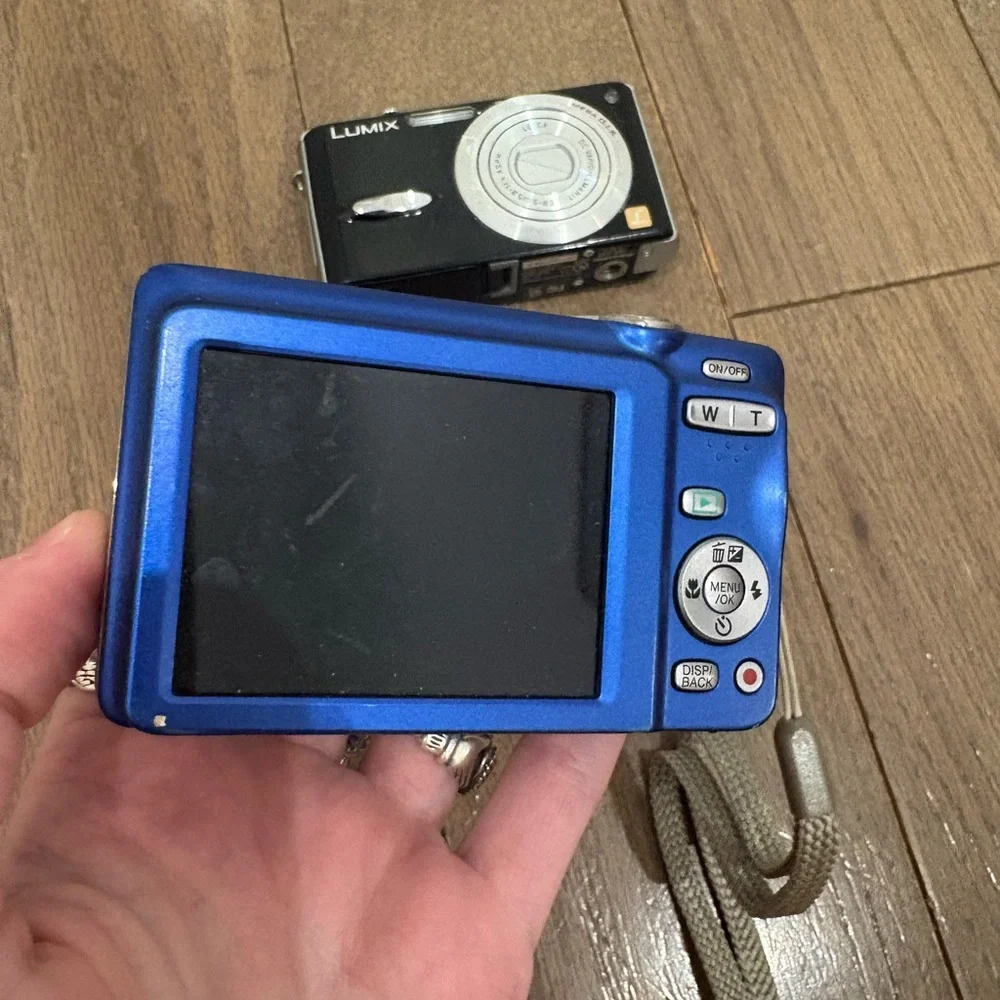 Fujifilm Blue Digital Camera & Lumix Black Compact Camera Bundle